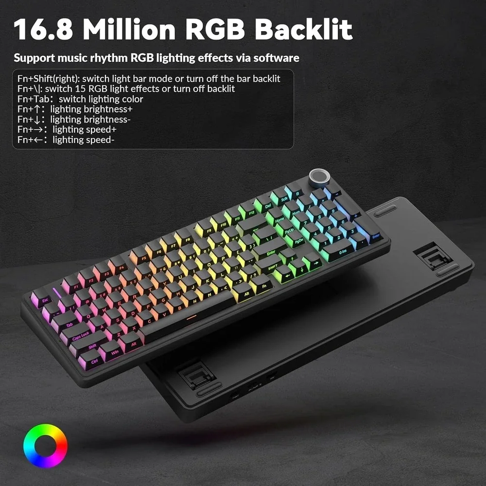 AULA F99 Pro Silent Wireless Mechanical Keyboard Tri-Mode‎ Hot-Swap RGB Black